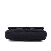 Chanel Classic Single Flap Bag East West Jersey Schwarz GHW Matt
