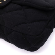 Chanel Classic Single Flap Bag East West Jersey Schwarz GHW Matt