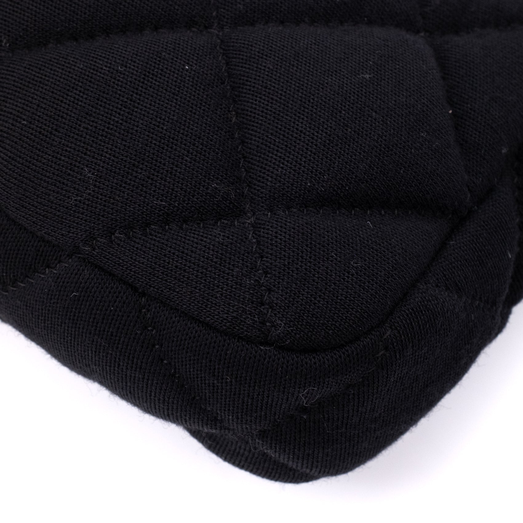 Chanel Classic Single Flap Bag East West Jersey Schwarz GHW Matt