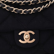 Chanel Classic Single Flap Bag East West Jersey Schwarz GHW Matt