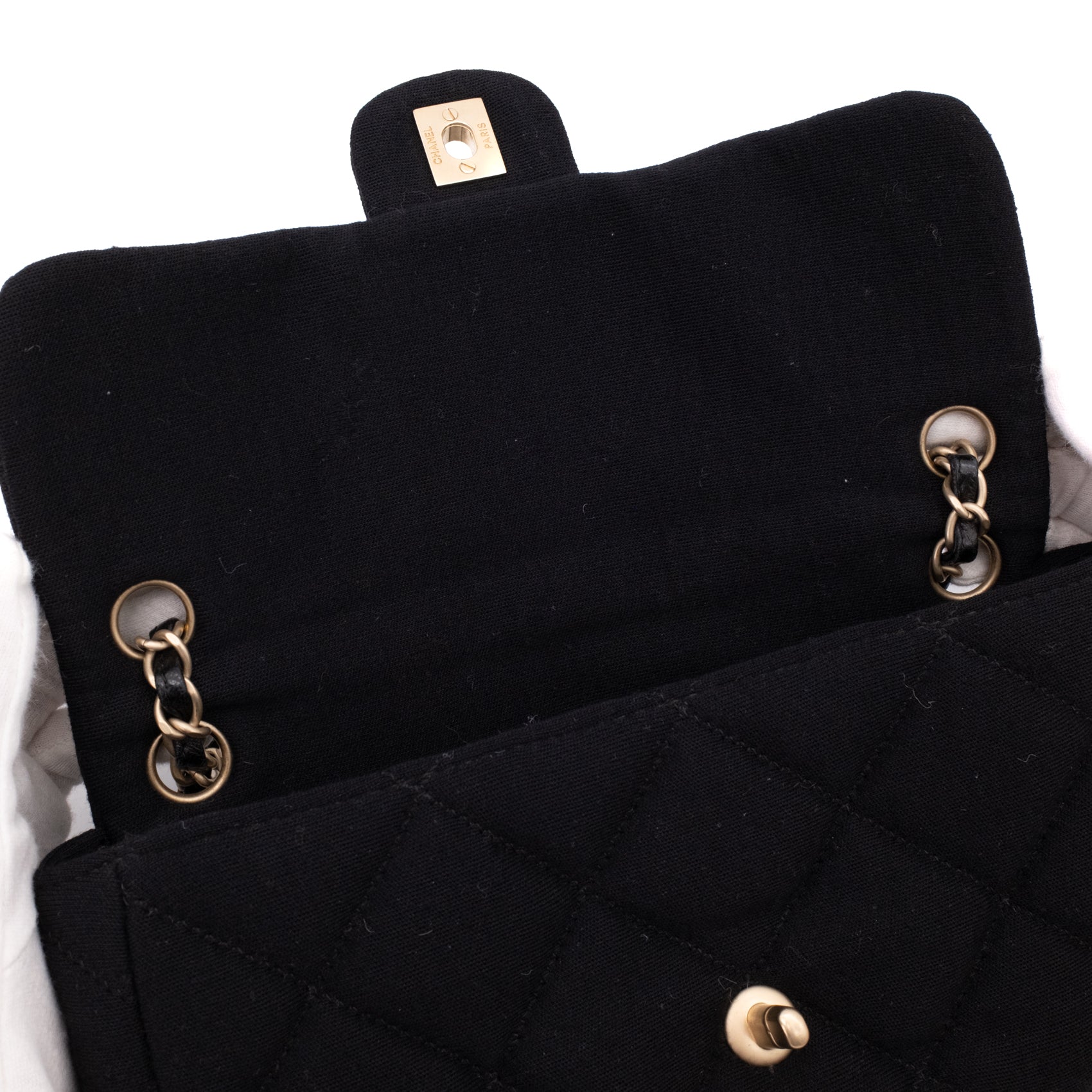 Chanel Classic Single Flap Bag East West Jersey Schwarz GHW Matt