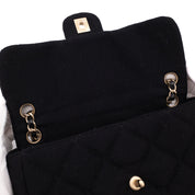 Chanel Classic Single Flap Bag East West Jersey Schwarz GHW Matt