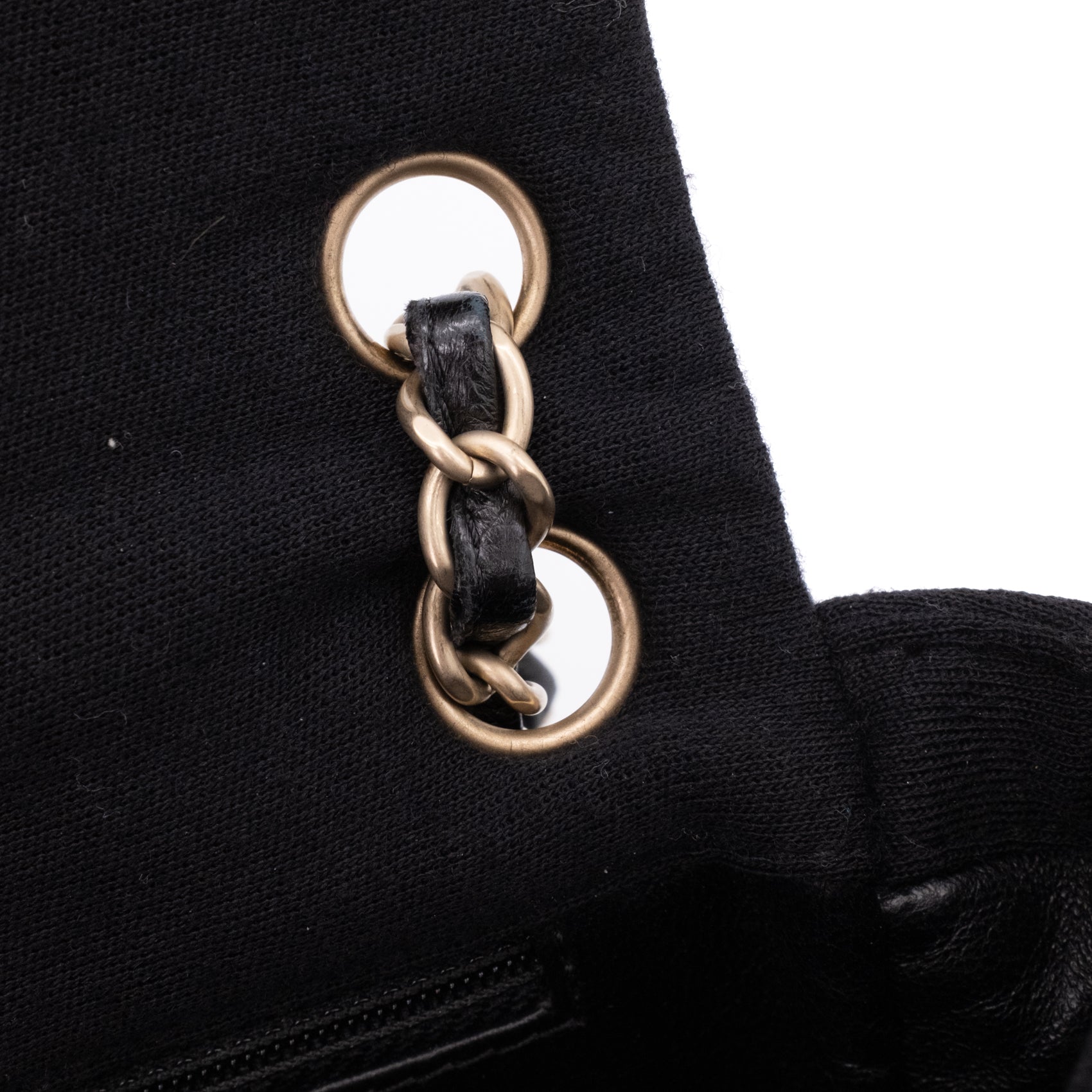 Chanel Classic Single Flap Bag East West Jersey Schwarz GHW Matt