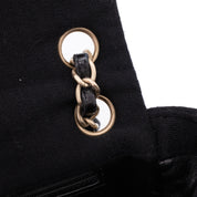 Chanel Classic Single Flap Bag East West Jersey Schwarz GHW Matt
