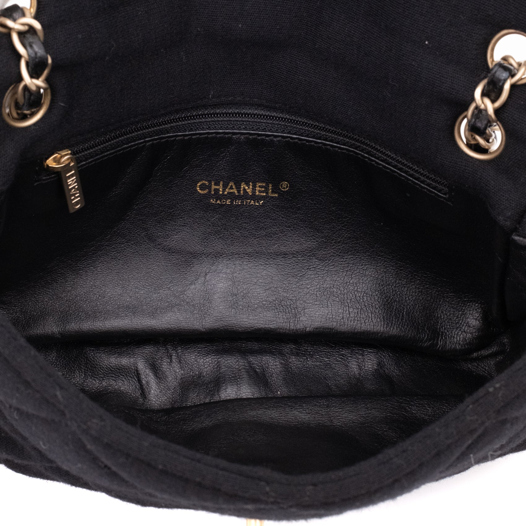 Chanel Classic Single Flap Bag East West Jersey Schwarz GHW Matt
