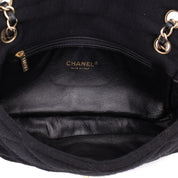 Chanel Classic Single Flap Bag East West Jersey Schwarz GHW Matt
