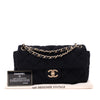 Chanel Classic Single Flap Bag East West Jersey Schwarz GHW Matt
