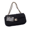 Chanel Classic Single Flap Bag East West Jersey Schwarz GHW Matt