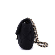 Chanel Classic Single Flap Bag East West Jersey Schwarz GHW Matt
