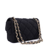 Chanel Classic Single Flap Bag East West Jersey Schwarz GHW Matt