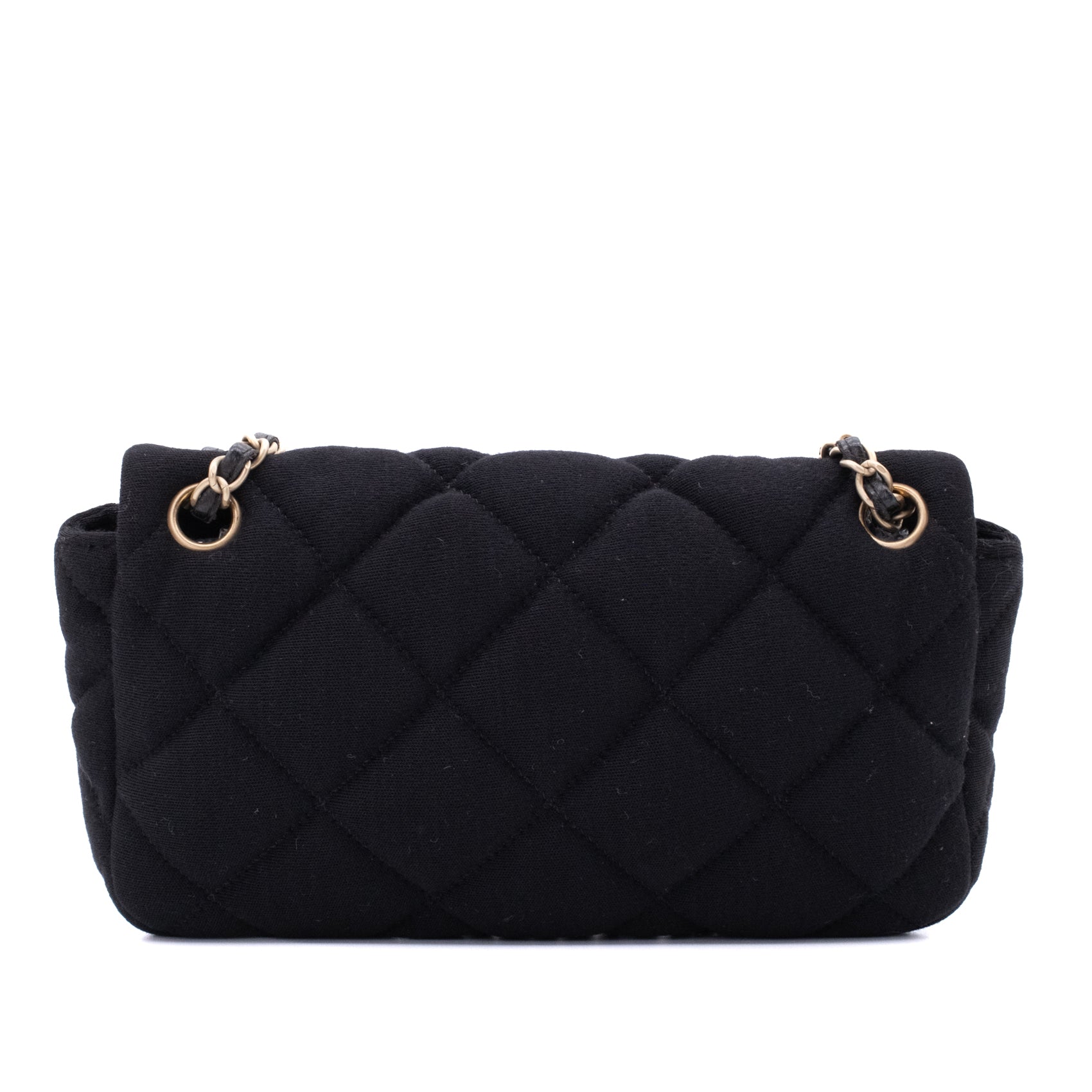 Chanel Classic Single Flap Bag East West Jersey Schwarz GHW Matt