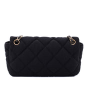 Chanel Classic Single Flap Bag East West Jersey Schwarz GHW Matt