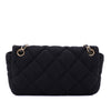Chanel Classic Single Flap Bag East West Jersey Schwarz GHW Matt