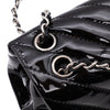 Chanel Classic Single Flap Schultertasche Accordion Chevron Lackleder Schwarz SHW
