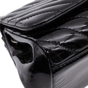 Chanel Classic Single Flap Schultertasche Accordion Chevron Lackleder Schwarz SHW