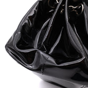 Chanel Classic Single Flap Schultertasche Accordion Chevron Lackleder Schwarz SHW