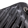 Chanel Classic Single Flap Schultertasche Accordion Chevron Lackleder Schwarz SHW