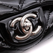 Chanel Classic Single Flap Schultertasche Accordion Chevron Lackleder Schwarz SHW