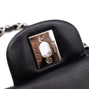 Chanel Classic Single Flap Schultertasche Accordion Chevron Lackleder Schwarz SHW