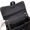 Chanel Classic Single Flap Schultertasche Accordion Chevron Lackleder Schwarz SHW