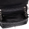 Chanel Classic Single Flap Schultertasche Accordion Chevron Lackleder Schwarz SHW