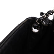 Chanel Classic Single Flap Schultertasche Accordion Chevron Lackleder Schwarz SHW