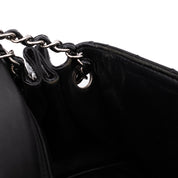 Chanel Classic Single Flap Schultertasche Accordion Chevron Lackleder Schwarz SHW