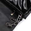 Chanel Classic Single Flap Schultertasche Accordion Chevron Lackleder Schwarz SHW