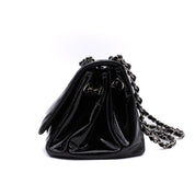 Chanel Classic Single Flap Schultertasche Accordion Chevron Lackleder Schwarz SHW