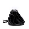 Chanel Classic Single Flap Schultertasche Accordion Chevron Lackleder Schwarz SHW