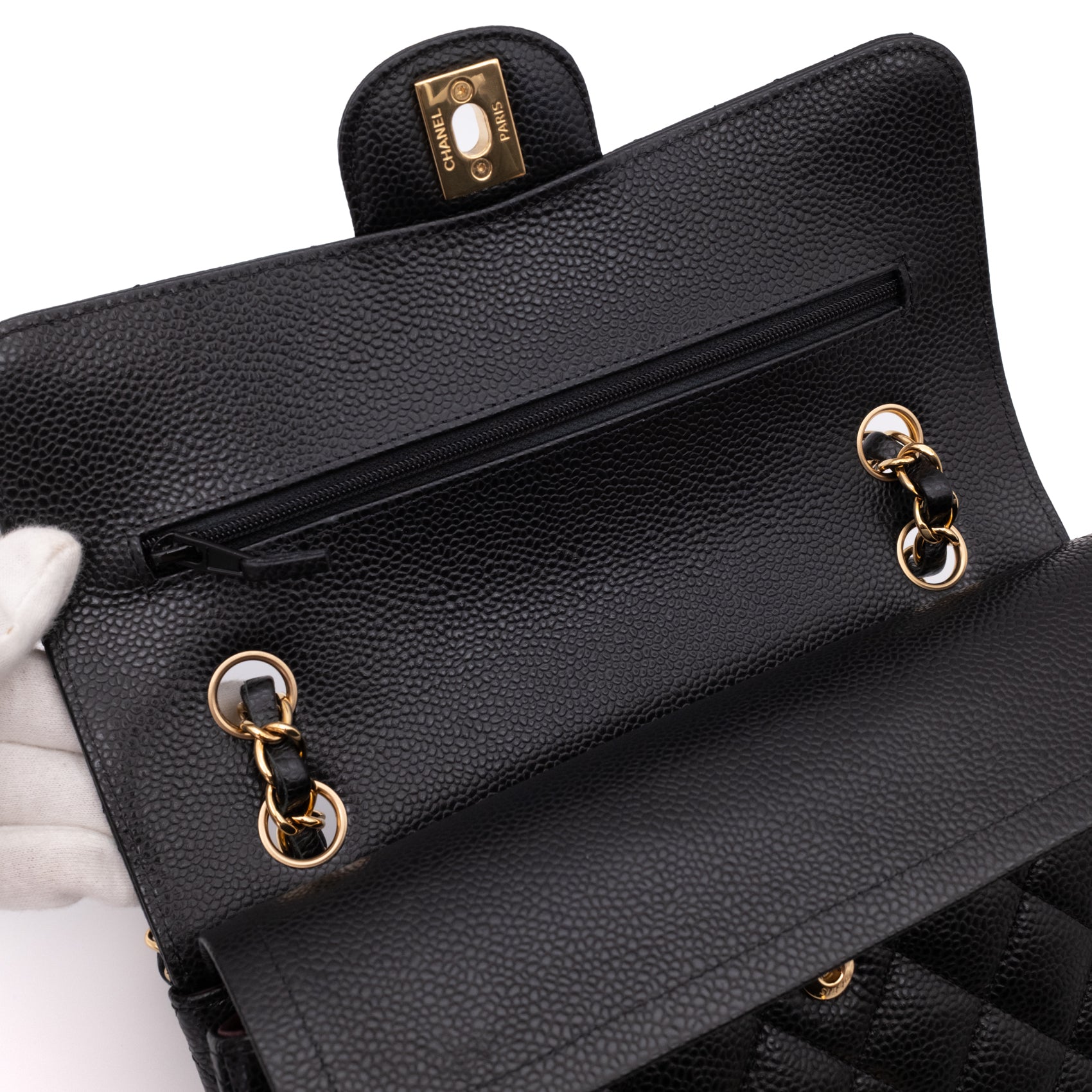 Chanel Classic Double Flap Bag Small Caviarleder Schwarz GHW
