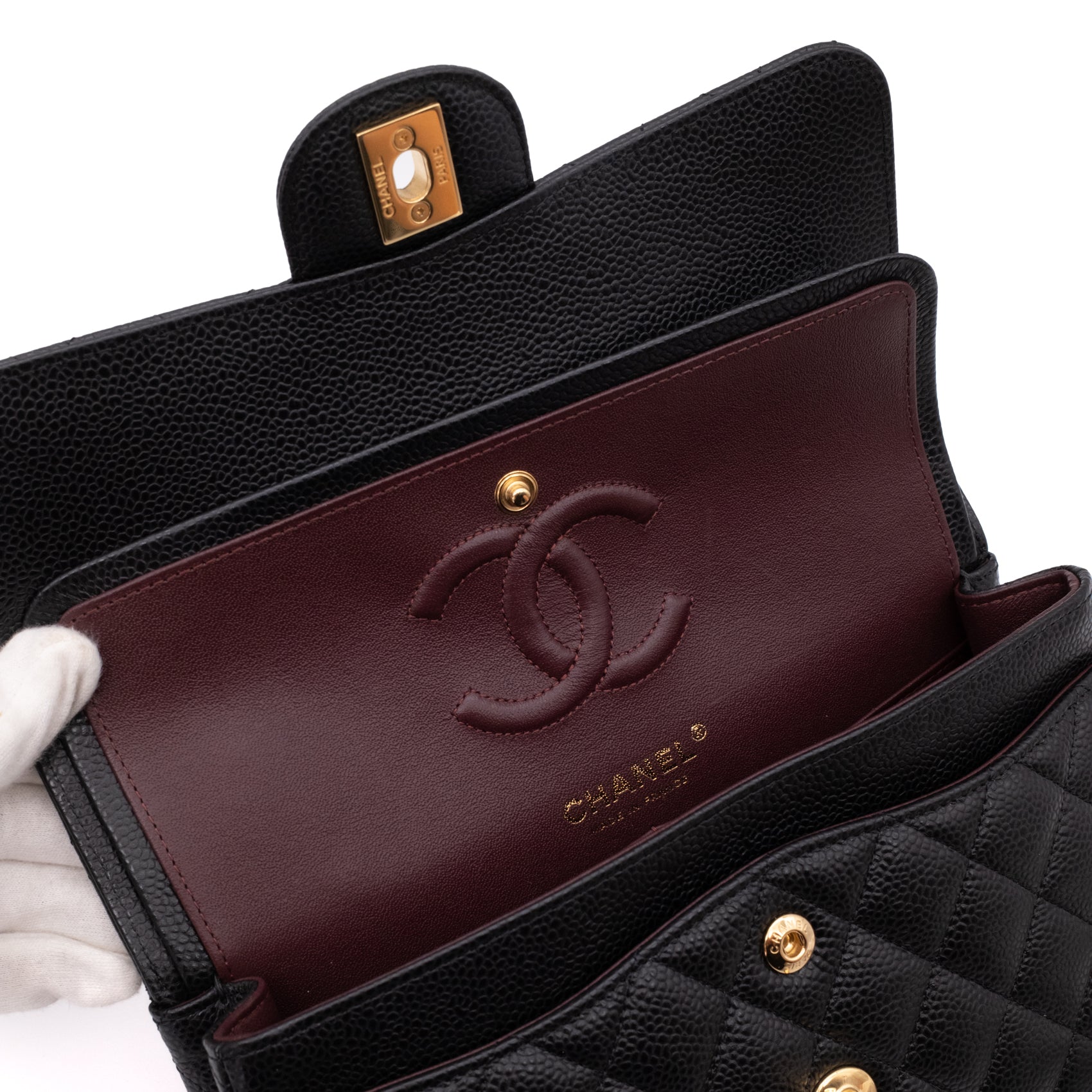 Chanel Classic Double Flap Bag Small Caviarleder Schwarz GHW