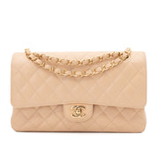 Chanel Classic Double Flap Bag Medium Caviarleder Beige GHW