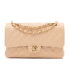 Chanel Classic Double Flap Bag Medium Caviarleder Beige GHW