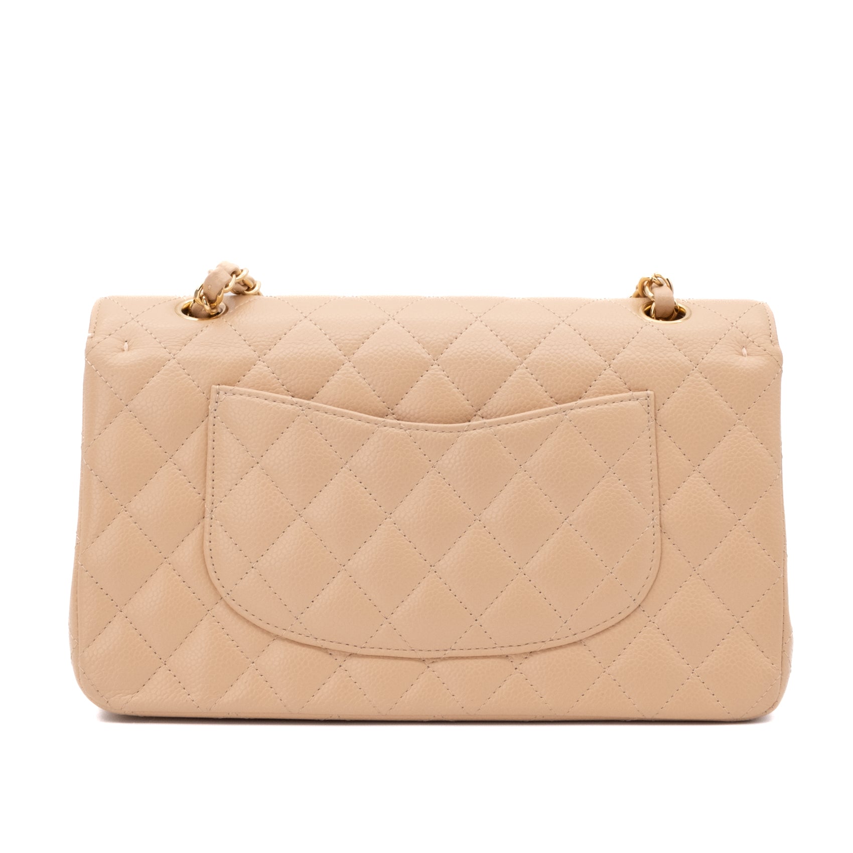 Chanel Classic Double Flap Bag Medium Caviarleder Beige GHW