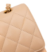 Chanel Classic Double Flap Bag Medium Caviarleder Beige GHW