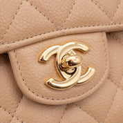 Chanel Classic Double Flap Bag Medium Caviarleder Beige GHW