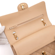 Chanel Classic Double Flap Bag Medium Caviarleder Beige GHW