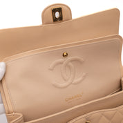 Chanel Classic Double Flap Bag Medium Caviarleder Beige GHW
