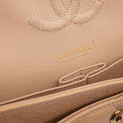 Chanel Classic Double Flap Bag Medium Caviarleder Beige GHW