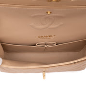 Chanel Classic Double Flap Bag Medium Caviarleder Beige GHW
