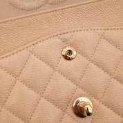 Chanel Classic Double Flap Bag Medium Caviarleder Beige GHW