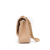 Chanel Classic Double Flap Bag Medium Caviarleder Beige GHW