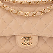Chanel Classic Double Flap Bag Medium Caviarleder Beige GHW