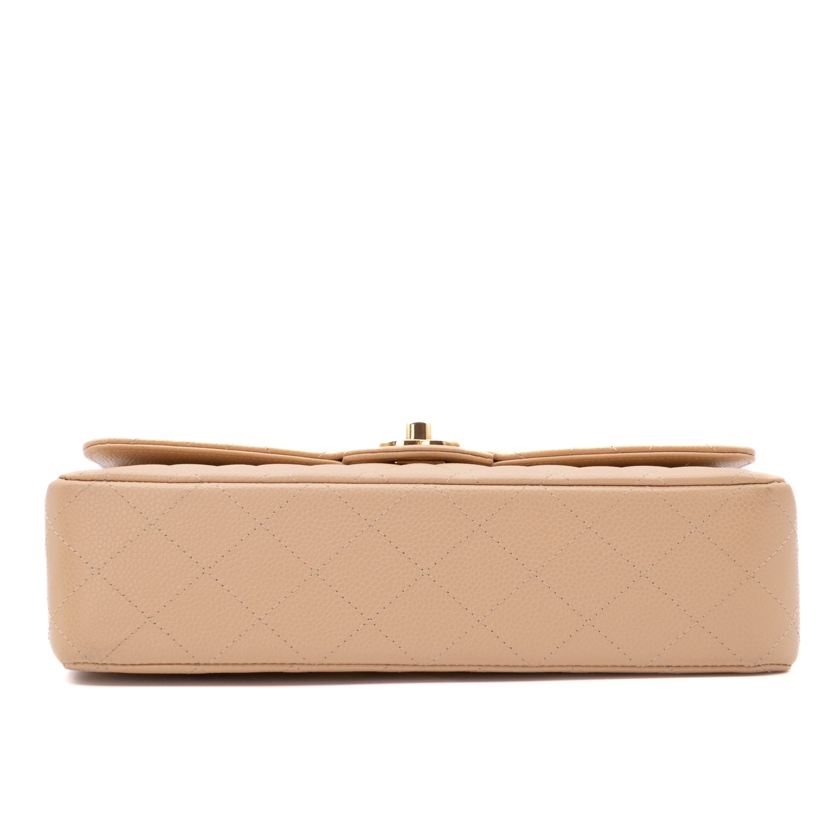 Chanel Classic Double Flap Bag Medium Caviarleder Beige GHW
