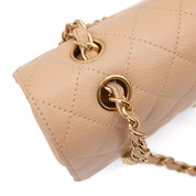 Chanel Classic Double Flap Bag Medium Caviarleder Beige GHW