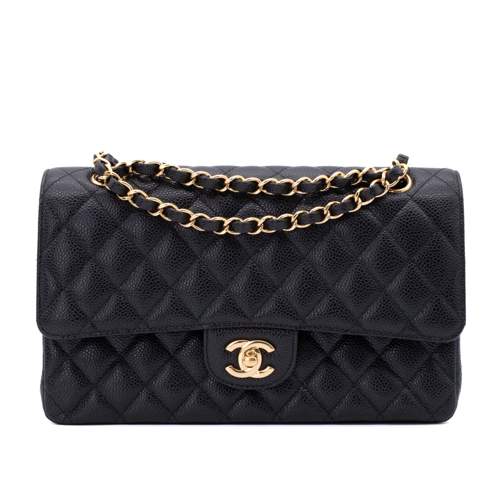 Chanel Double Flap Bag Medium Caviarleder Schwarz GHW