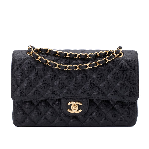 Chanel Double Flap Bag Medium Caviarleder Schwarz GHW