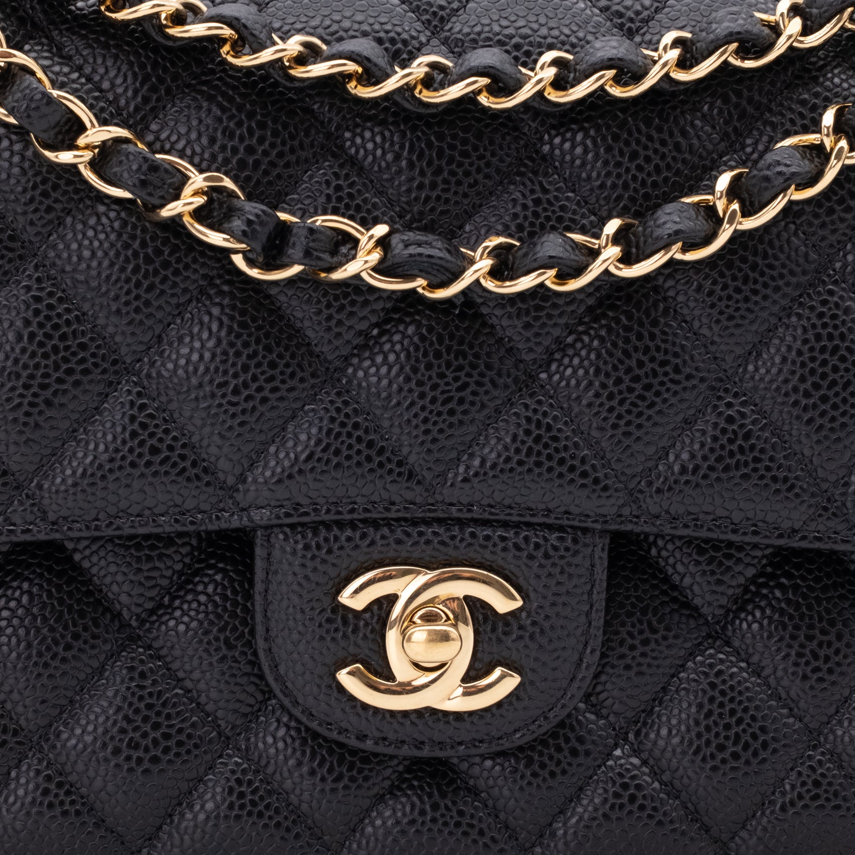 Chanel Double Flap Bag Medium Caviarleder Schwarz GHW