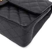 Chanel Double Flap Bag Medium Caviarleder Schwarz GHW
